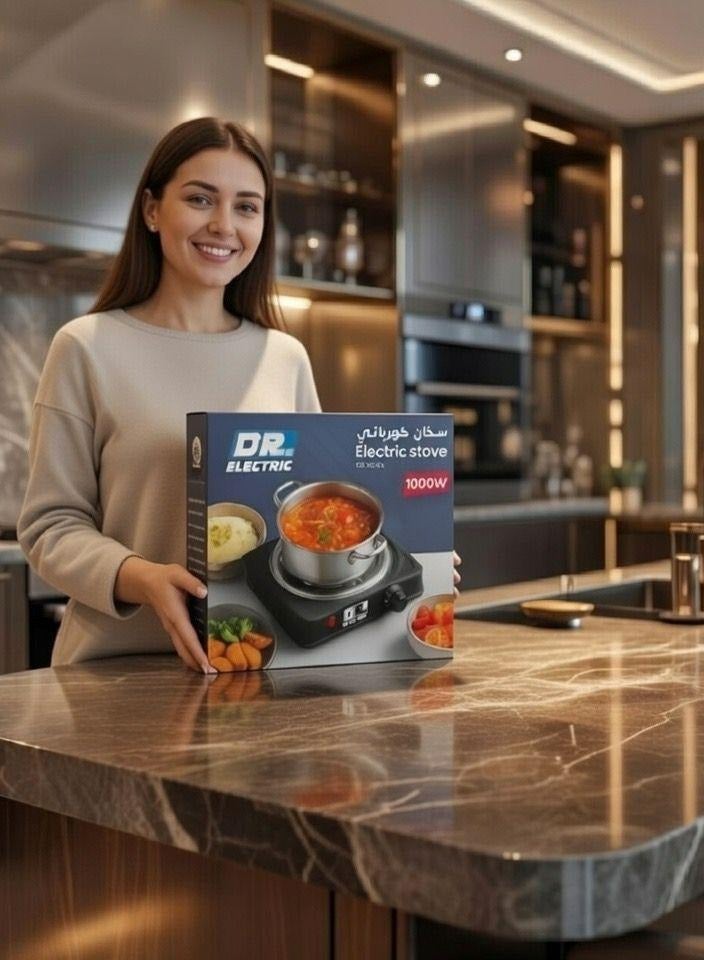 دكتور إلكتريك موقد كهربائي 1000 واط، سطح حلزوني، عين واحدة، أسود، DR.10004 - Image 4